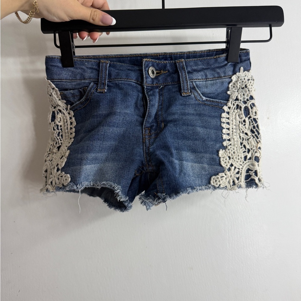 Arizona Kids Denim Lace-Trimmed Shorts - Picture 1 of 4